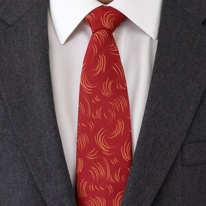 Bijoux Terner 100% Silk Men Tie Red Gold Pattern Handmade Classic Formal Wear‎